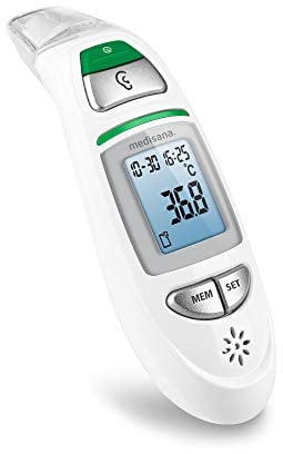 medisana TM 750 Fieberthermometer 6in1, Stirnthermometer für Baby, Kinder und Erwachsene, Ohrthermometer mit visuellem Fieberalarm, Thermometer digital mit Speicherfunktion, Messung von Flüssigkeiten
