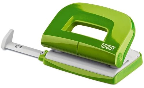 Novus E 210 fresh Locher (10 Blatt Lochleistung, mit Anschlagschiene, für Haushalt und Heimbüro) grün glänzend