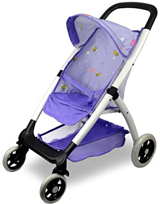 ANIVIA Puppen-Regenschirm-Kinderwagen, Toys Babypuppen-Kinderwagen für Kleinkinder mit Korb und stummen Rädern, ideal für Babypuppen bis 18 Lila