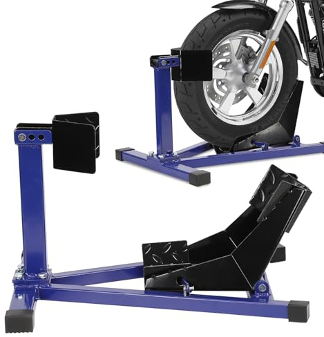 Eikuavons Motorrad Montageständer, Motorradwippe vorn Vorderradklemme Motorrad Ständer, Transportständer Vorderrad, Geeignet für 17-21 Zoll Reifen, Blau