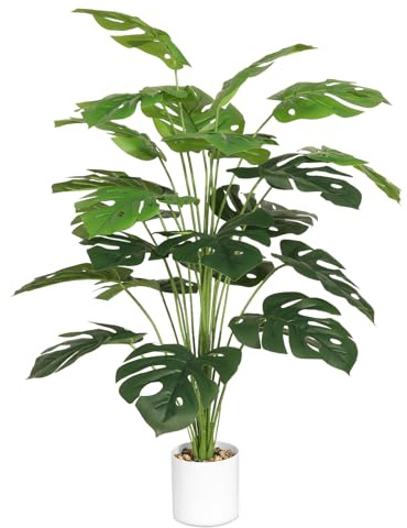 Tuocal 71CM Künstliche Pflanze Wie Echt, 24 Blätter Tropische Palme Gefälschte Monstera Baum im Topf Kunstpflanzen Groß Faux Pflanze für Outdoor, Indoor, Wohnzimmer, Balkon, Schlafzimmer, Zimmer Deko