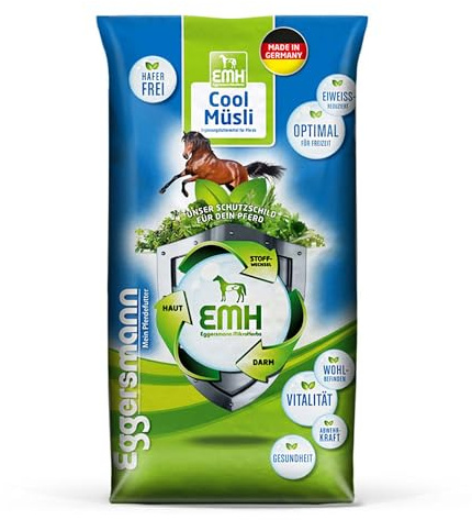 Eggersmann EMH Cool Müsli 20kg – Eiweißreduziertes Pferdemüsli Haferfrei – Zusatzfutter für Pferde und Ponys - Natürliches Pferdefutter
