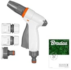 Bradas Set mit Spritzbrause Schnellkupplungen Bewässerungsset Sprühpistole Quick White LINE 4536