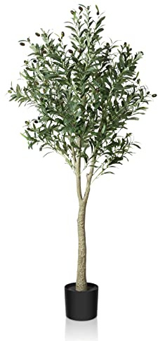 CROSOFMI Künstliche Olivenbaum Pflanzen 150cm Fake Tropische Plastik Pflanze Perfekte Große Pflanzen im Topf für Indoor Outdoor Haus Büro Garten Moderne Dekoration Housewarming Geschenk
