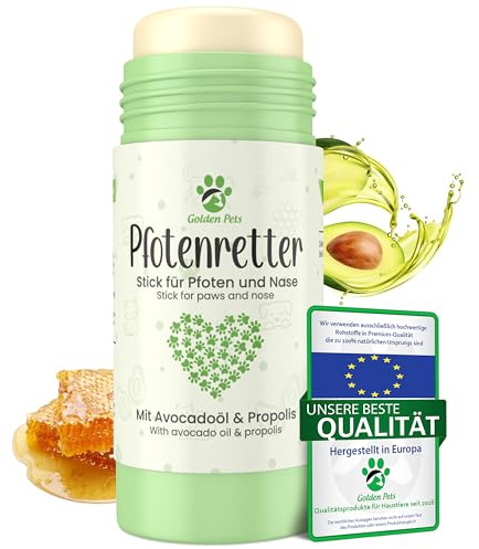 NEU! Pfotenbalsam, Nasenbalsam Hund & Katze als Stick, Ganzjähriger Pfotenschutz 100% natürlich - Pfotensalbe, Pfotenpflegen, Propolis & Avocadoöl, Golden Pets