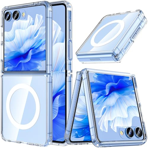 OWKEY Z Flip 7 Hülle, Magnetisch Flip 7 Hülle Kompatibel mit Magsafe,[Militärschutz Stoßfest] Transparent Handyhülle Z Flip 7 Case Dünn Cover Schutzhülle, Crystal Clear