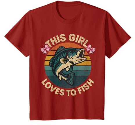 This Girl Loves To Fish Barsch Angelbekleidung für Mädchen T-Shirt