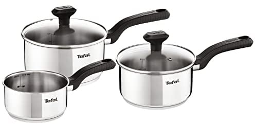 Tefal 3 Piece Comfort Max Stainless Steel Cookware Pan Set