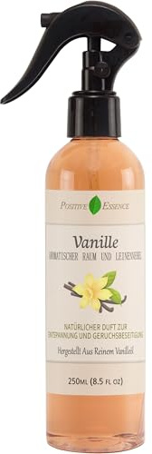 Positive Essence Vanille Raumspray und Lufterfrischer, hergestellt aus reinem ätherischen Vanilleöl, 100% natürliches Duftspray, entspannender Raumduft, Schlafspray, Kissenspray (250 mL)