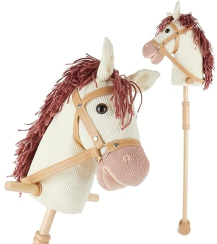 Bieco Steckenpferd Kinder Ginger | Hobby Horse Pferde | Steckenpferd Rollen | Steckenpferd Holz Pferd Stab | Stock Pferde Schöne Steckenpferde für Kinder Stockpferd Kleinkind