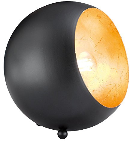 Reality Leuchten Tischleuchte Billy R50101032, Metall schwarz matt/goldfarbig, E14 Fassung, 14 x 15 x 15 cm