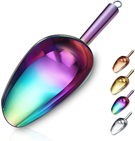 Berglander Edelstahl Regenbogen Eisschaufel 6 OZ, Titan Bunte Beschichtung Metall Eisschaufel Für Eisbereiter Mehrzweck Für Süßigkeiten Hochzeit Küche Haustier Tier Hundefutter Schaufel Strandschaufel