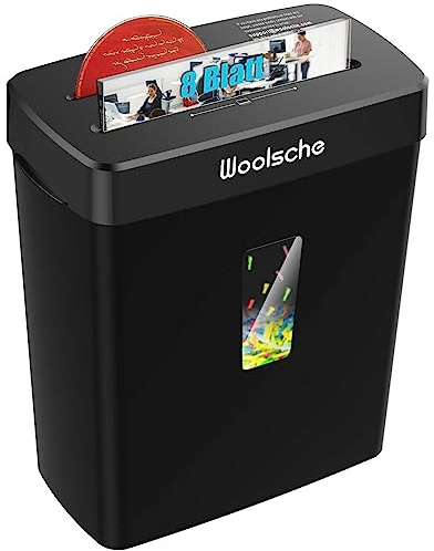 Woolsche Aktenvernichter - 8-Blatt-Papierschredder Mit Hoher Sicherheitsstufe P-4, Kreuzschnitt für Kreditkarte/CD - Für Das Home Office