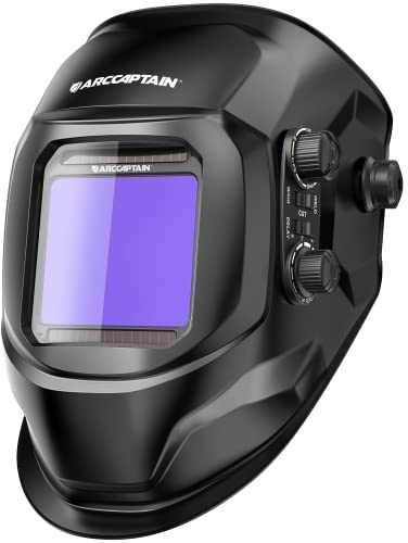 ARCCAPTAIN Schweißhelm Automatik, 100x93mm Schweißmaske mit Großes Sichtfeld, Real Colour Vollautomatik Schweisshelme mit Wahre Farbe Schweißerhelme Breiter Schatten 4/9-13 für MIG, TIG, ARC