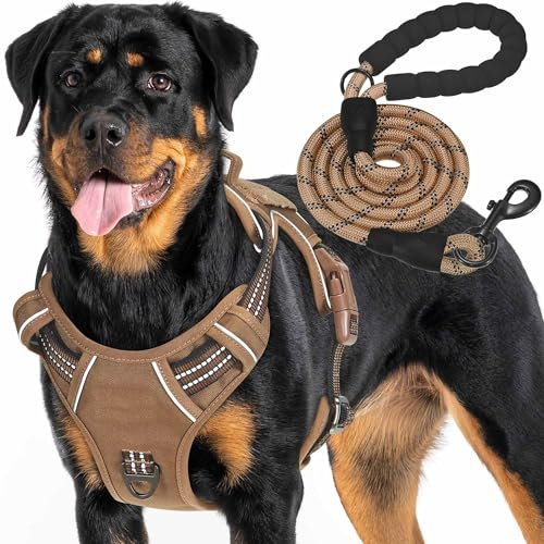Haapaw Heavy Duty Taktisches Hundegeschirr für große Hunde, kein Zug Verstellbares Haustiergeschirr Reflektierendes Service Training Einfache Steuerung Haustierweste Military Arbeitshundegeschirre