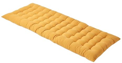 Homescapes Bankauflage 2-Sitzer senfgelb – Sitzkissen Bank Outdoor/Indoor, Oeko-TEX-Zertifiziert, Sitzauflage waschbar für Gartenbank & Sitzbank, 108x42 cm