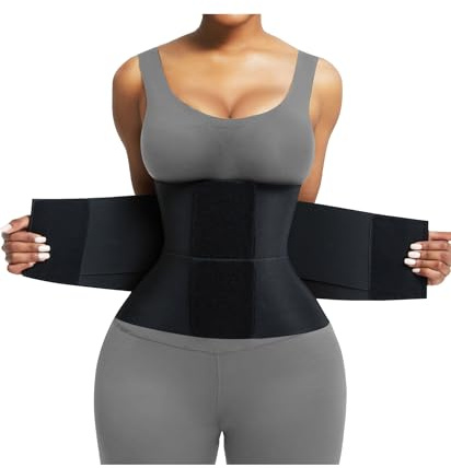 FeelinGirl Damen Waist Trainer Korsett Taillenformer Gürtel Bauchweg Shaper Trimmer Bauchgürtel Bauchkontrolle Shapewear Formender Körperformer mit Dreifachumwicklung für Frauen (Schwarz,XS)