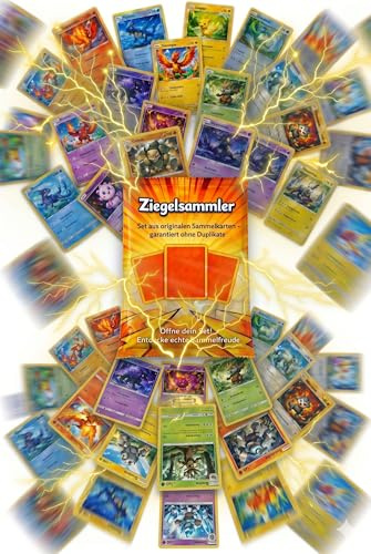 Ziegelsammler Karten Set Deutsch – 50 Originale Karten mit Holo und Reverse Holo – Keine Duplikate – TCG Sammlerbox – kompatibel mit Sammelkarten – Geschenk für Kinder & Fans