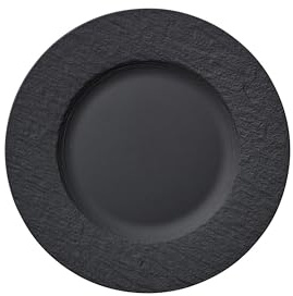 Villeroy & Boch - Manufacture Rock Frühstücksteller 22 cm, Spülmaschinenfest, Mikrowellensicher, Kuchenteller Schwarz, Teller, Kaffeegeschirr, Geschirr Schwarz, Matt, Schieferoptik, Premium Porzellan