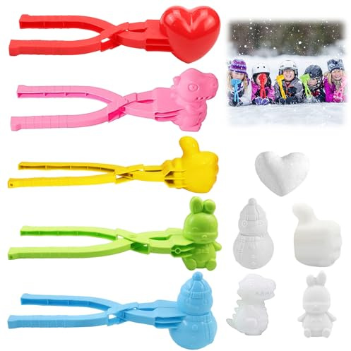 Schneeballzange, 5 Stück Schneeball Former, Schlitten Kinder Winter Schneespielzeug Schneeball Former Maker Spielen Sie Mit Schneespielzeug Snow Ball Toy, für Kinder Jungen Mädchen Sommer Winter Spaß