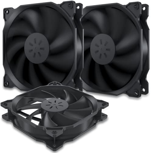 upHere 3-PIN 120mm PC Gehäuselüfter lüfter extrem Leise 3 Pack Schwarz/12BK3-3