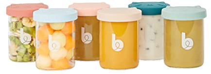 Babymoov ISY BOWLS Behälter für Babynahrung aus robustem, temperarturbeständigem Glas - zum Aufbewahren/Einfrieren von Babybrei, 6x 250ml