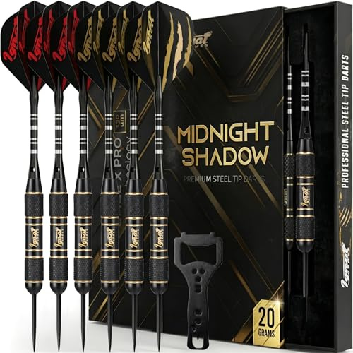 IgnatGames Profi Dartpfeile Metallspitze – Darts Set inkl. Stilvoller Box und Darts-Anleitung, Dart Pfeile Steeldarts mit Stahlspitzen und Aluminiumschaft + 6 O-Ringen + 16 Flights + Dartspitzer