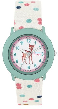 Prinzessin Lillifee Armbanduhr Mädchen Kinder Quarzuhr Analog, mit Textil Armband, 3 bar Wasserdicht, Kommt in Uhren Geschenk Box