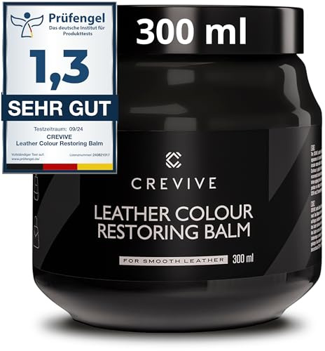 CREVIVE Leder Reparatur Set Schwarz 300 ml - Lederpflege Auto - Lederreparatur Sofa - Autositz Reparatur