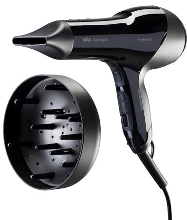 Braun Satin Hair 7 SensoDryer Haartrockner, professioneller Föhn mit Thermosensor, IonTec und Diffusor, HD785, schwarz