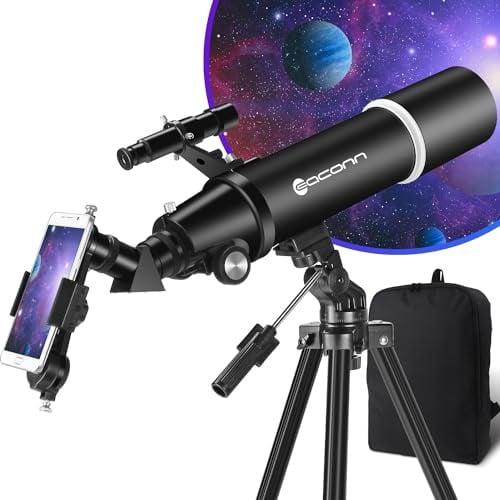 Teleskope für Erwachsene Astronomie, 80mm Blende 600mm Refraktorteleskop für Kinder & Anfänger, Kompaktes und tragbares Reiseteleskop mit Rucksack