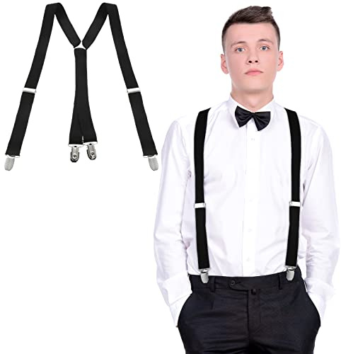SATINIOR Hosenträger Herren Schmal X-Form Clips Verstellbar Elastisch Anzug