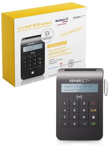 REINER SCT cyberJack RFID Komfort USB-A Chipkartenleser | Für Online-Banking, Personalausweis (eID) und RFID-Chipkarten. Mit USB-A und TAN-Funktion.