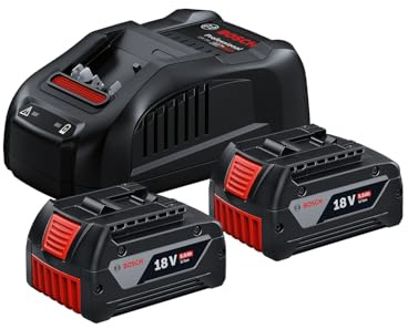 Bosch Professional 18V System Akku Starter-Set: 2x GBA 18V 5.0Ah Akku + Schnellladegerät GAL 1880 CV