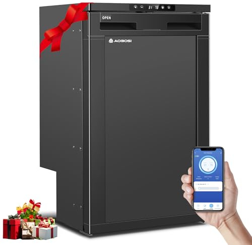 AAOBOSI 83L Kompressor Kühlbox, Wohnmobil Kühlschrank mit APP-Steuerung, 12/24V DC, Kühlbox Auto mit LED-Leuchten, bis -20℃ Kompressor Kühlschrank für Auto, LKW, Boot, Reisemobil, Camping und Reisen