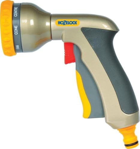 HOZELOCK - Mehrstrahl-Bewässerungspistole Plus: Multifunktions-Metallpistole, ergonomisch und äußerst robust für optimalen Komfort, arretierbarer Abzug , 8 Sprühfunktionen [2691P6001]
