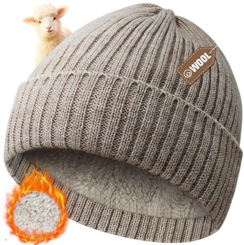 Migliore Wear Wollmütze Herren, Winter Warme Beanie Mütze mit Fleecefutter, Unisex Wintermütze, Weich & Dick Strickmütze für Damen & Herren & Kinder