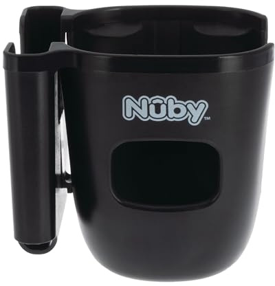 Nuby Kinderwagen Getränkehalter mit Handyhalterung – Universeller Getränkehalter für Kinderwagen Zubehör, kompatibel mit Cybex, Kinderkraft, Maxi-Cosi – 360° drehbar, verstellbar, sichere Befestigung