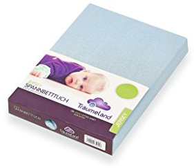 Träumeland Spannbettlaken Jersey hellblau 40x90 cm aus 100% Baumwolle für Babys