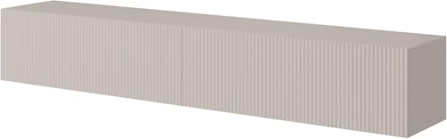 Selsey TV Schrank Board Sideboard Fernsehtisch Fernsehschrank 175 cm Hängend Gefräste Front Graubeige Veldio