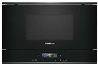 Siemens BF722L1B1 iQ700 Einbau-Mikrowelle, cookControl7 - Automatikprogramme, humidClean Plus - Innenraumreinigung, optimal für den Hocheinbau, seitlich öffnende Drehtür, Schwarz