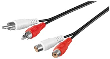 Goobay 50027 Cinch Audiokabel Stereo Verlängerungskabel – Chinchkabel 2x Chinch Stecker (R / L) auf 2x Chinch Buchse (R / L) – 5 Meter