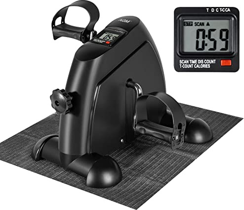 AGM Mini Heimtrainer Pedal Sit Down, unter dem Schreibtisch Fahrrad mit LCD Display für Beine und Arme, Anti-Rutsch-Matte inklusive