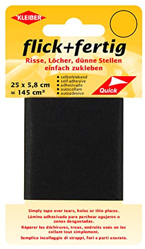 Kleiber flick und fertig, selbstklebender Flicken, Risse, Löcher, dünne Stellen einfach zukleben, Nylon zuschneidbar, schwarz (25 x 5,8 cm)