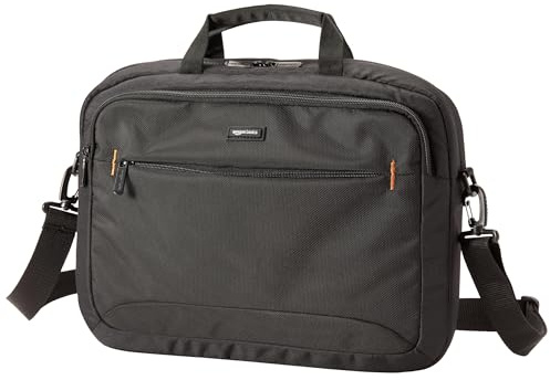 Amazon Basics kompakte Laptoptasche, Umhängetasche/Tragetasche mit Taschen zur Aufbewahrung von Zubehör, für Laptops bis zu 15,6 Zoll (39,6 cm), Schwarz, 1 Stück