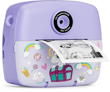 Sofortbildkamera Kinder,Kinderkamera Kompaktkameras 1080P HD Sofortdruck von Fotos,Geburtstagsgeschenk Weihnachten Geschenk Spielzeug ab 3 4 5 6 8 7 9 10 11 Jahre Mädchen Jungen 3 Rollen Fotopapier