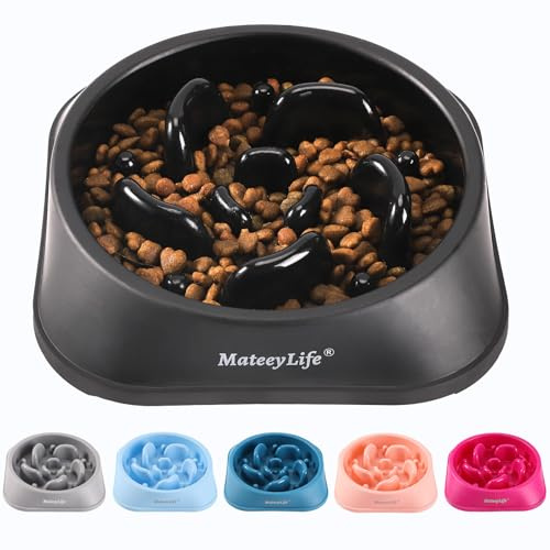 Mateeylife Hundenapf, Anti Schling Napf Hund für MittelgroßE und GroßE Hunde, Slow Feeder Hund FöRdert Eine Gesunde Verdauung,1 Stück Mittlere, Schwarz