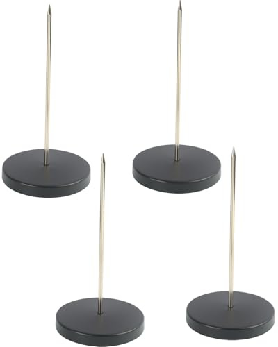 4 Stück Zettelspießer, Bonspießer Zettelhalter Rostfreies Edelstahl Quittungshalter mit Spikes und Metallbasis für Notizen, Rechnungen und Papiere - Ideal für Küche, Restaurant, Hotel und Büro
