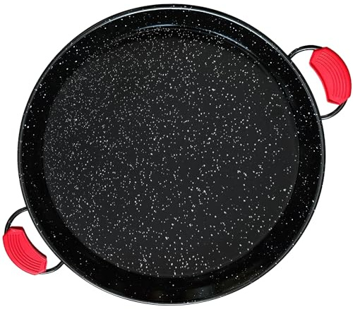 briebe Emaillierte Paellapfanne Valencianische 55 cm, Antihaftbeschichteter Emaillierter Stahl, 16 Portionen Paella, Geeignet für Gas, Backofen
