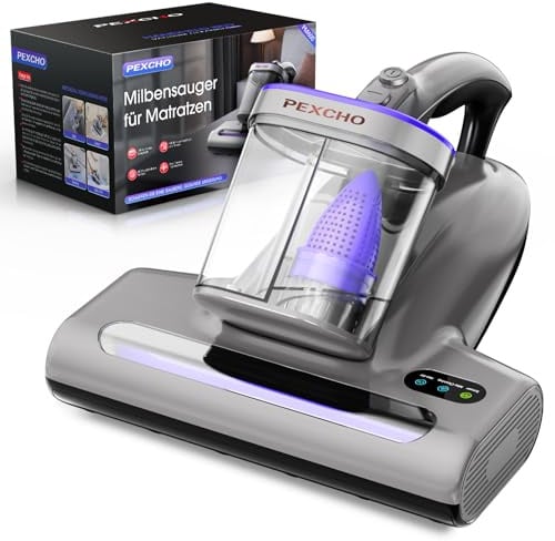 PEXCHO PM600 Milbensauger mit UV-Licht, 500W Matratzensauger für Allergiker Filter zur Entfernt 99,9% der Staub-Milben, Allergene, Tierhaare von Matratzen, Teppichen und Sofas